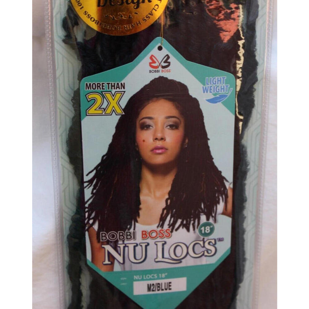 BOBBI BOSS M2/BLUE NU LOCS 18” CROCHET INTERLOCKING PRE-MADE LOOP BRAID